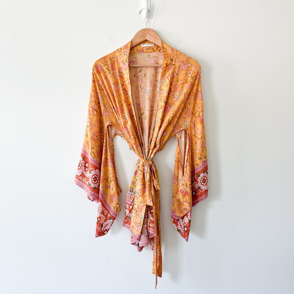 Spell And The Gypsy Collective Portobello Road Kimono Floral Yellow Robe, Small - Picture 6 of 16